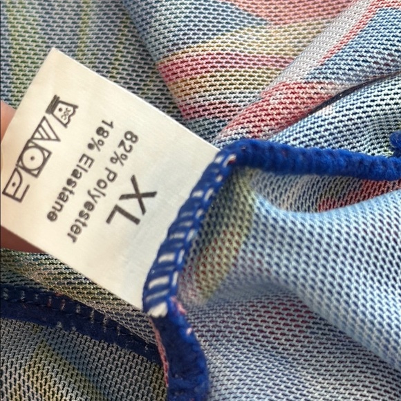 XL Sheer Tropical Floral Blue Swim Cover-Up - Picture 5 of 7